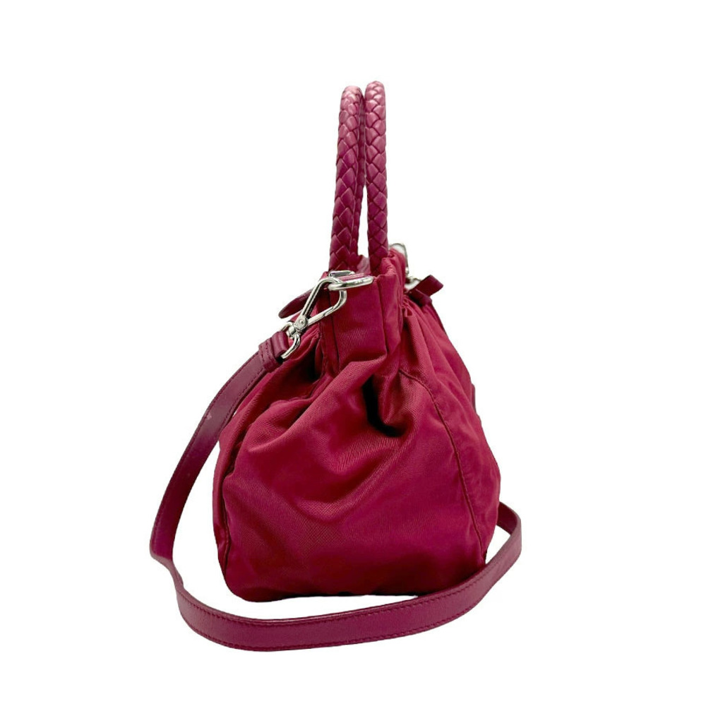 Prada gathered Pink handles top handbag braided Red Pink Red